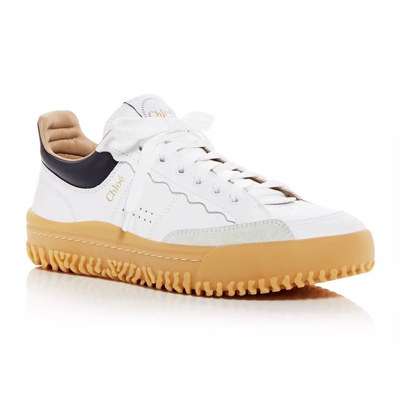 Chloe Shoes - New Chloé Franckie Sneakers Casual Running Shoes White Black Combo Scallop Sz 40